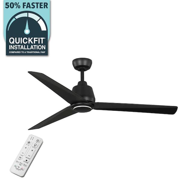 Hampton Bay Sandro 56 in. Indoor/Outdoor Matte Black Ceiling Fan with Remote and LED Accent Ring Light