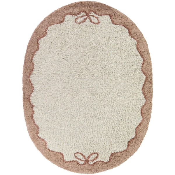 Hilary Coral 6 ft. 7 in. x 9 ft. Oval Kids Ribbon Border Area Rug