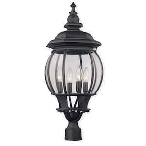 Parsons 4-Light Black Outdoor Lamp Post Light Fixture with Clear Glass