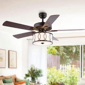 Circe 52 in. 3-Light Oil Rubbed Bronze Transitional Glam Drum Shade LED Ceiling Fan with Remote