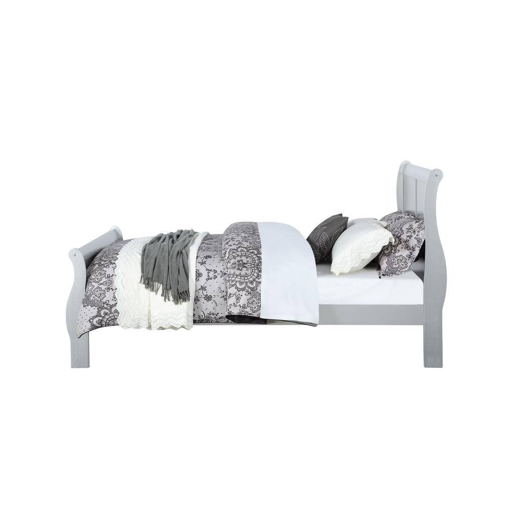 Platinum Full Wood Frame Sleigh Bed with Drawers