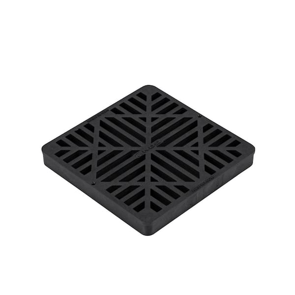 NDS 9 in. Plastic Square Drainage Catch Basin Grate in Black