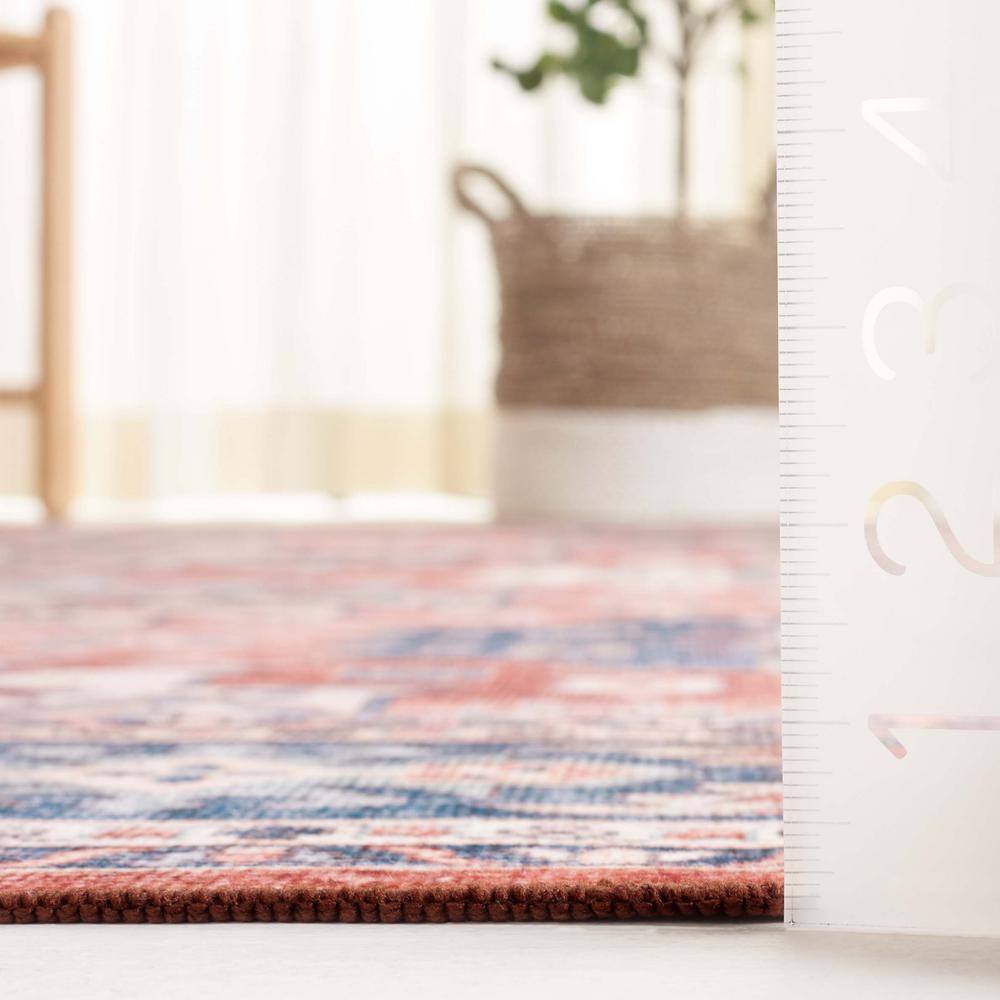 Arizona Blue Rust Washable Synthetic Area Rug 3' x 5'