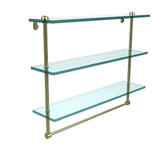 Allied Brass 22 in. Triple Tiered Glass Shelf with Integrated Towel