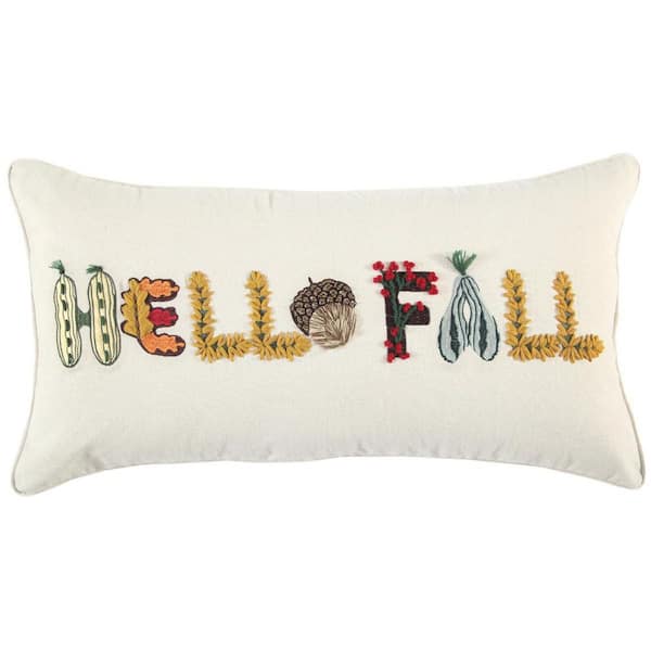 HomeRoots Yellow, White Graphic Polyester 14 in. x 14 in. Throw Pillow
