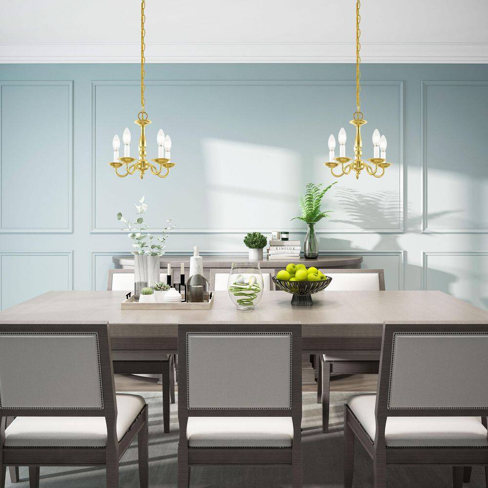 Elegant Williamsburgh Polished Brass Mini Chandelier with 5 Candelabra Lights
