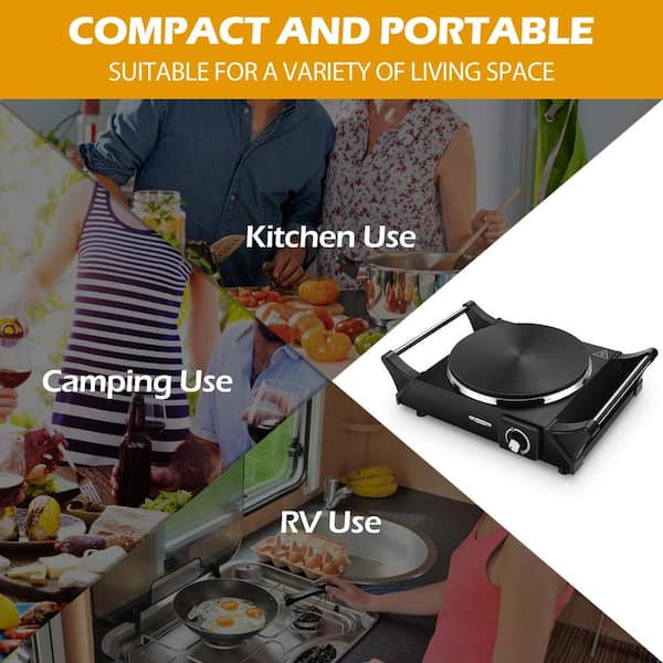 Numhew 1500 W Single Burner 7.5 in. Black Electric Hot Plate Stove
