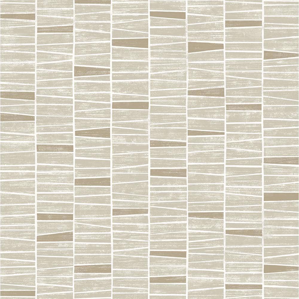 STACY GARCIA HOME Neutral Organic Stripe Vinyl Peel and Stick Wallpaper