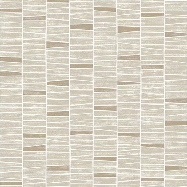 STACY GARCIA HOME Neutral Organic Stripe Vinyl Peel and Stick Wallpaper Roll (30.75 sq. ft.)