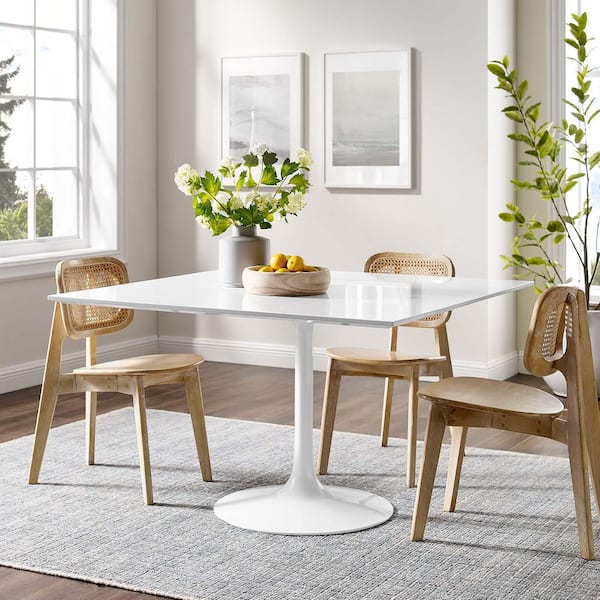 Lippa 48 in. Square Wood Dining Table in White