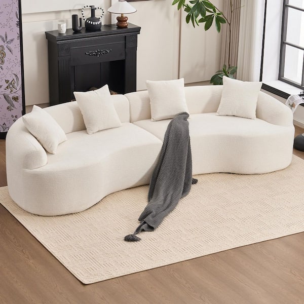 110.2 in. Chenille Curved Full Compression Sponge Modular Sectional Sofa in. White