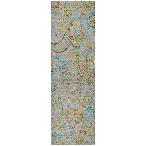 Dream Shag Premium Machine Washable Abstract ADS533 Gray 2 ft. x 7 ft. Runner Rug
