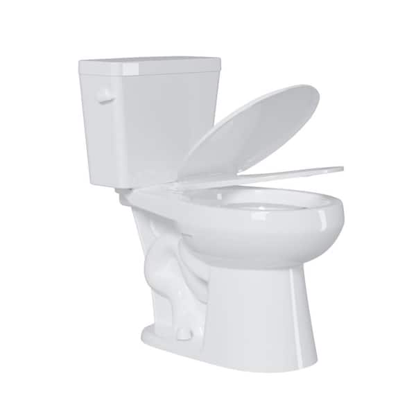 17 in. Two-Piece Round Bowl Height Chair Toilet 1.28 GPF Single Flush White Soft Close Seat 12 in. Rough in