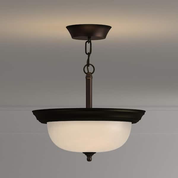 2-Light Antique Bronze Semi-Flush Mount