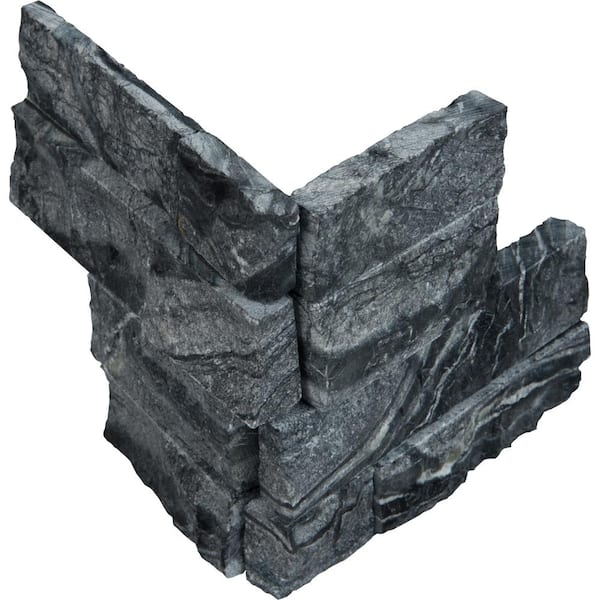 MSI Glacial Black Ledger Corner 6 in. x 6 in. x 6 in. Natural Marble ...