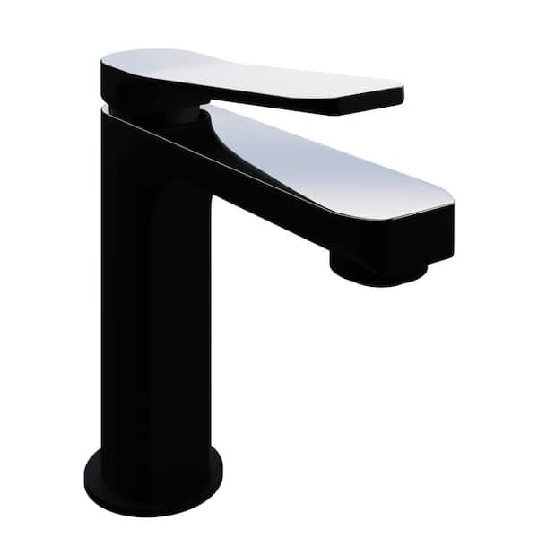 ANZZI Single-Handle Single-Hole Bathroom Faucet with Pop-Up Drain in Matte Black and Chrome