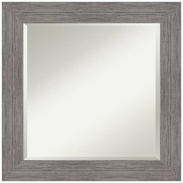 Amanti Art Pinstripe Plank Grey 25.5 in. H x 25.5 in. W Framed Wall Mirror