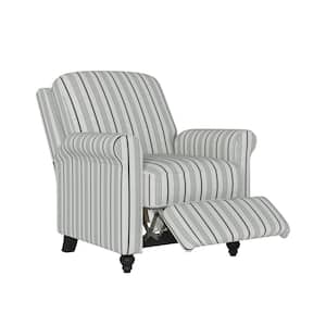 Linen Farmhouse Woven Black Stripe Fabric Pushback Recliner Chair