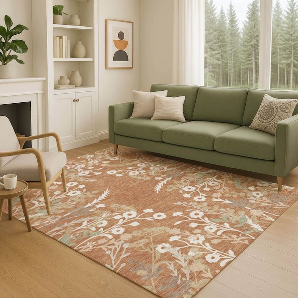 Chantille Machine Washable Indoor/Outdoor Abstract ACN2334 Paprika 5 ft. x 7 ft. 6 in. Area Rug