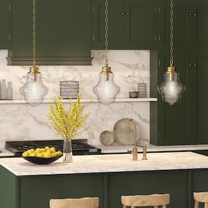 Annie 1-Light Brass Pendant with Clear Glass Shade