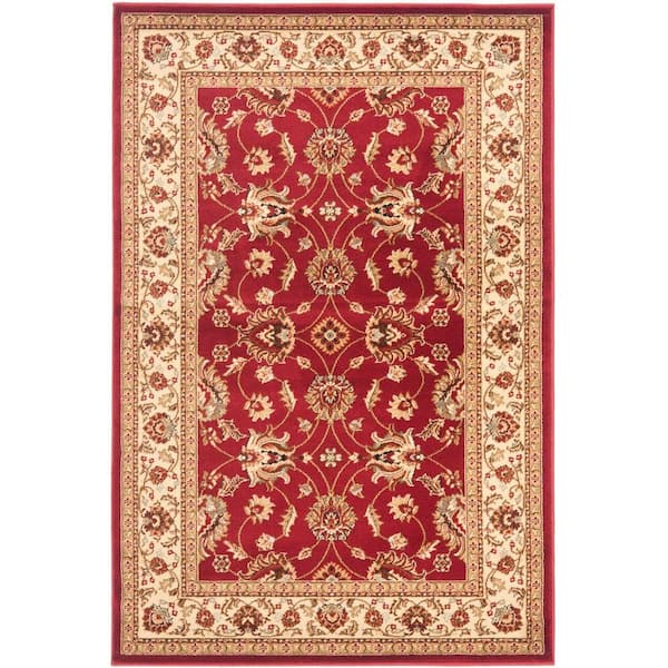 SAFAVIEH Lyndhurst Red/Ivory Doormat 3 ft. x 5 ft. Border Geometric Floral Area Rug