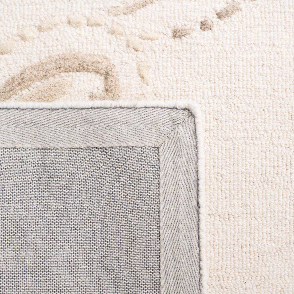 Ivory and Beige Floral Hand-Tufted Wool Area Rug 3' x 5'