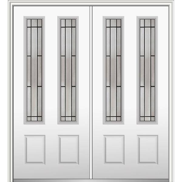 MMI Door 72 in. x 80 in. Solstice Left-Hand Inswing 2-Lite Decorative Glass 2-Panel Painted Steel Prehung Front Door