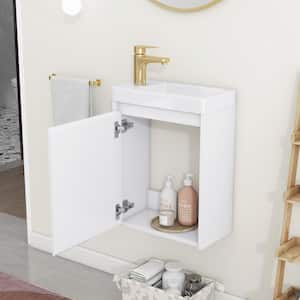 15.94 in. W x 8.27 in. D x 21.3 in. H Single Sink Wall Mounted Bath Vanity in White with White Ceramic Top