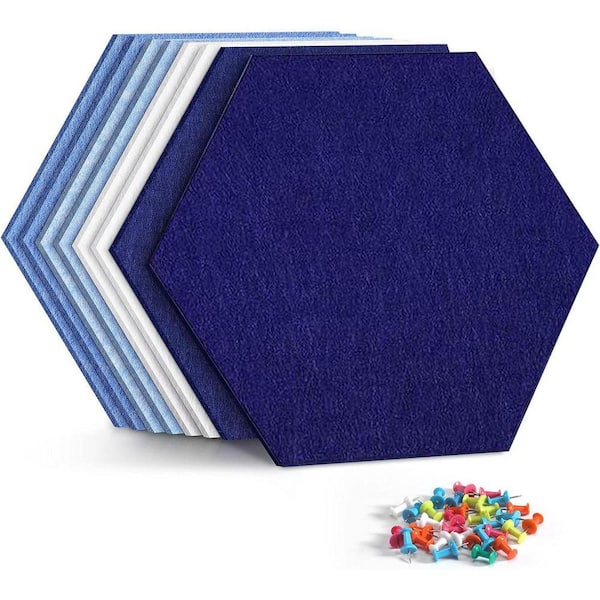 12 x 10 Hexagon Felt Pin Board Tiles with Push Pins for Home Office Kitchen School Wall Memos-Pack of 8