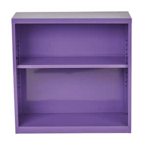 28 in. Purple Metal 2-shelf Standard Bookcase with Adjustable Shelves