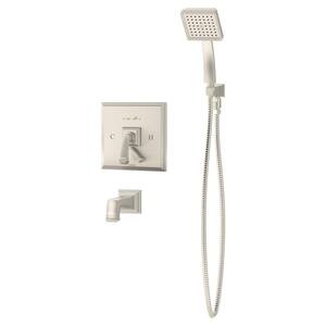 Oxford 1-Handle Tub/Hand Shower Trim Kit in Satin Nickel (Valve Not Included)