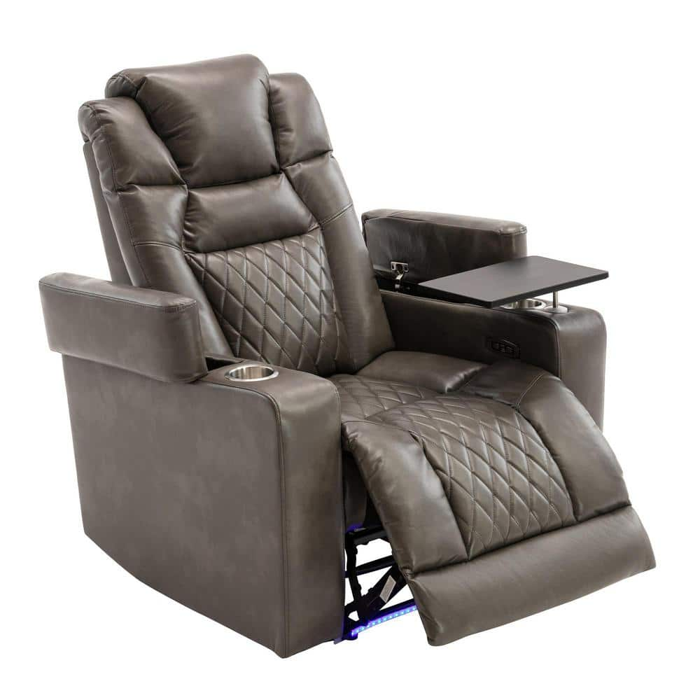 Polibi Gray Power Motion Recliner, Home Theater Seating with 2 Cup ...