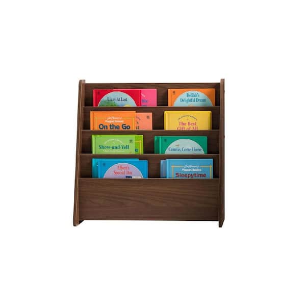 Brown Magazine Rack 4-Pocket Brown 23 in x 23 in Wooden Freestanding Magazine Rack ...
