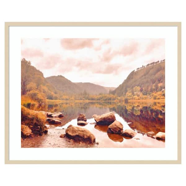 Amanti Art Lakeside in Autumn by Grafitee Studios 41 in. W x 33 in. H. Wood Framed Wall Art Print Framed in Brown