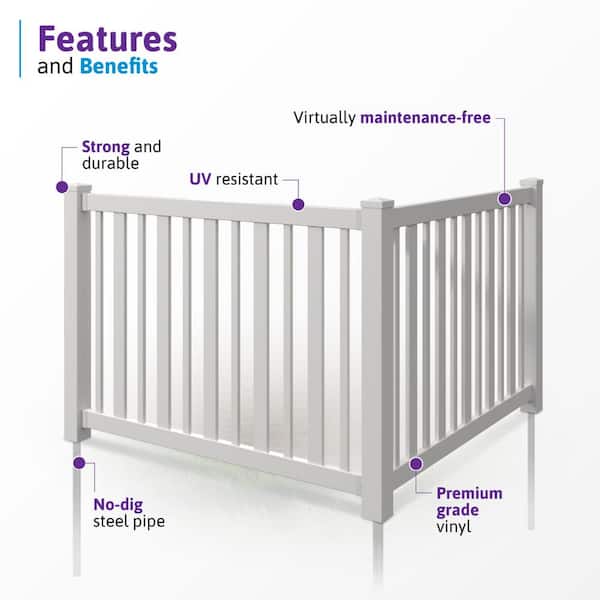 WamBam Fence Sturbridge Vinyl Yard and Pool Fence with No-Dig Installation