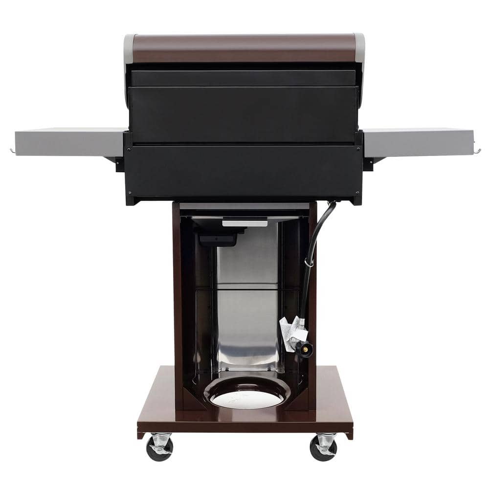 Mocha Stainless Steel 3-Burner Propane Gas Grill with Foldable Side Tables