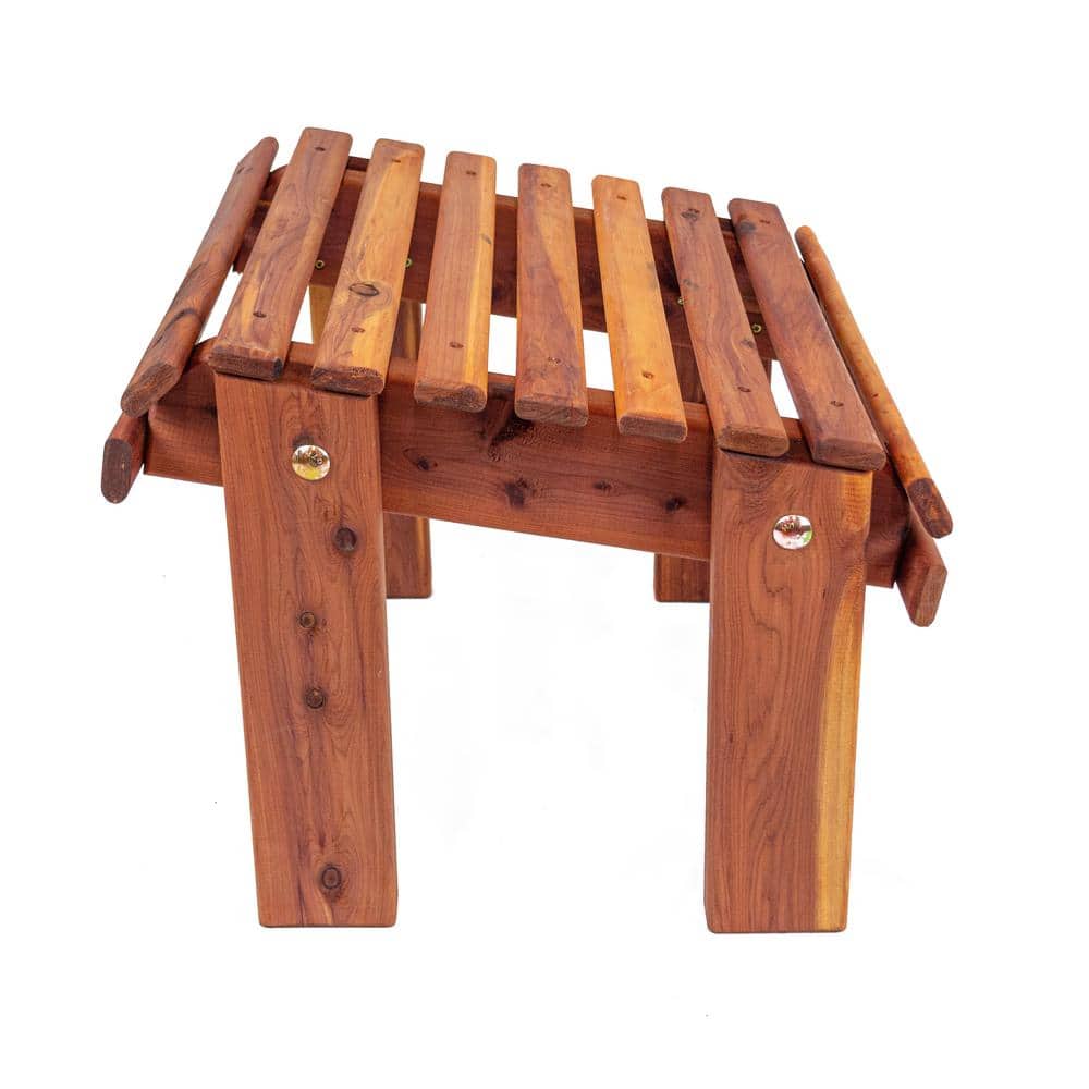 Rustic Cedar Wood Outdoor Stationary Ottoman