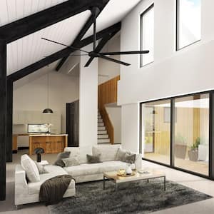 108 in. Indoor Matte Black HVLS Ceiling Fan and 6-Speed Remote Control