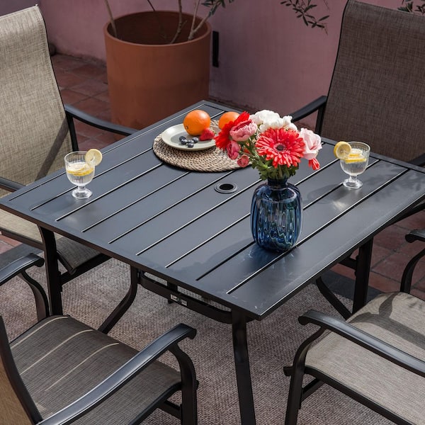 inexpensive patio table umbrella 10 FT Umbrella, 3 Tier Outdoor with 8 Sturdy Glass Fiber Ribs and Push Button Tilt, Outdoor Patio Umbrellas for Market Pool Garden Backyard, 1.5" Pole, Champagne ( provide a shelter on your patio Sour Citrus Square Outdoor Patio