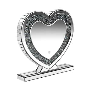 Theo 4.25 in. W x 20.25 in. H Silver Heart Glass Vanity Table Mirror with Crystal Trim