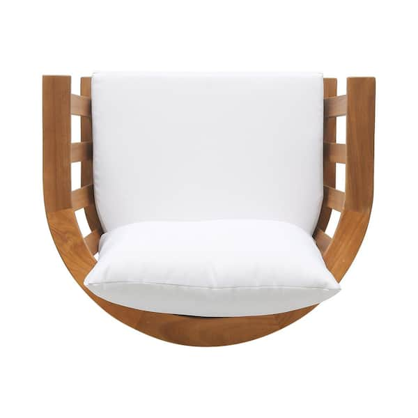 Noble House Solano Teak Brown Removable Cushions Wood Outdoor Lounge Chair  with White Cushion 66162 - The Home Depot