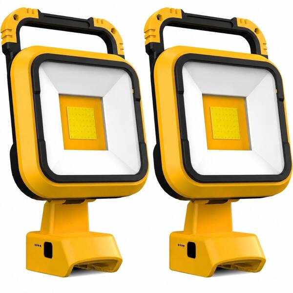 2-Pack 64W 6400LM Dual COB Cordless LED Work Light for 20V Max Tool Packs 4 Modes Portable Flood Light
