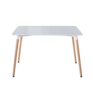 White Rectangle Wood Outdoor Dining Table