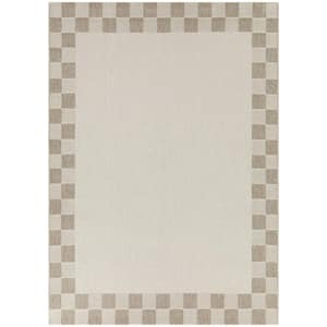 Tabor Tan 5 ft. x 7 ft.  Checkered Indoor/Outdoor Area Rug