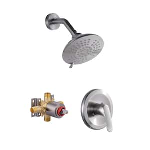 Single Handle 5-Spray Shower Faucet 1.8 GPM with Valve in Brushed Nickel