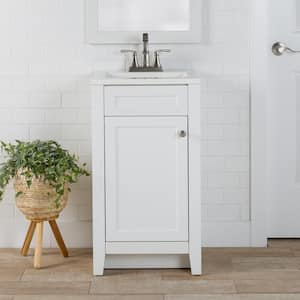 Lilley 18 in. W x 17 in. D x 33 in. H Single Sink Freestanding Bath Vanity in White with White Cultured Marble Top