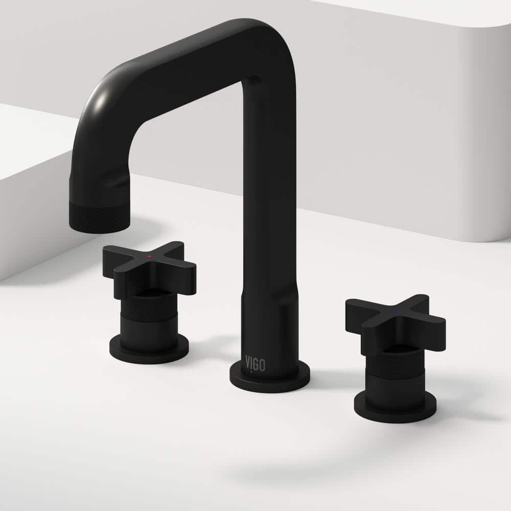 Wythe Matte Black Brass Widespread Bathroom Faucet with Cross Handles