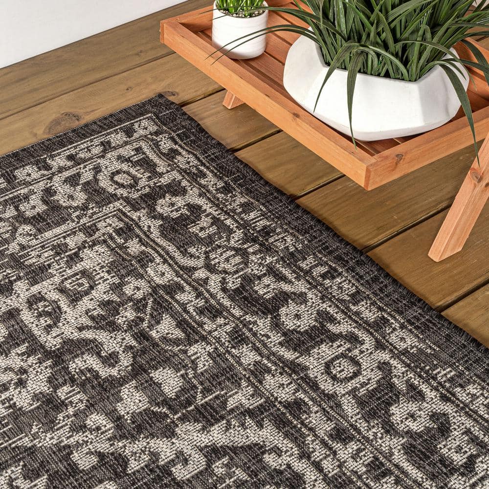 Malta Black and Gray Medallion Flat Woven Area Rug