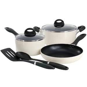 Clairborne 7-Piece Nonstick Aluminum Cookware and Kitchen Tool Set in Linen