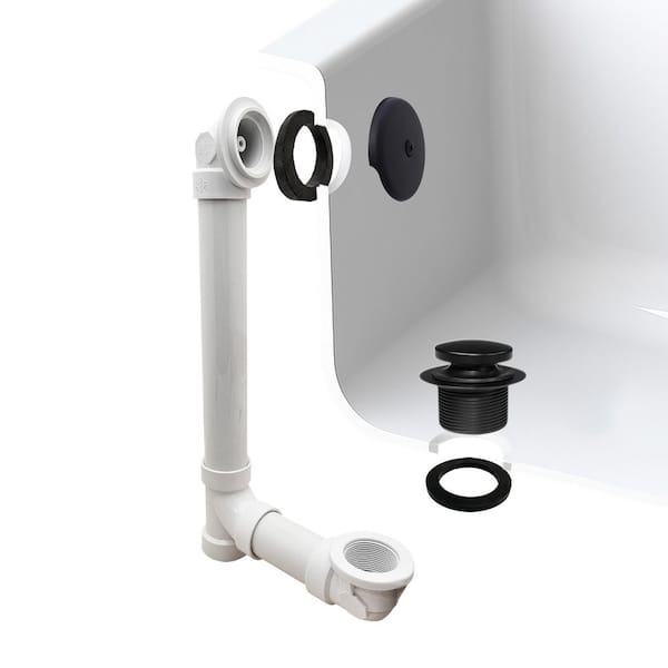 1-1/2 in. x 12 in. Bath Waste & Overflow with One-Hole Faceplate and Tip-Toe Drain - Sch. 40 PVC, Matte Black